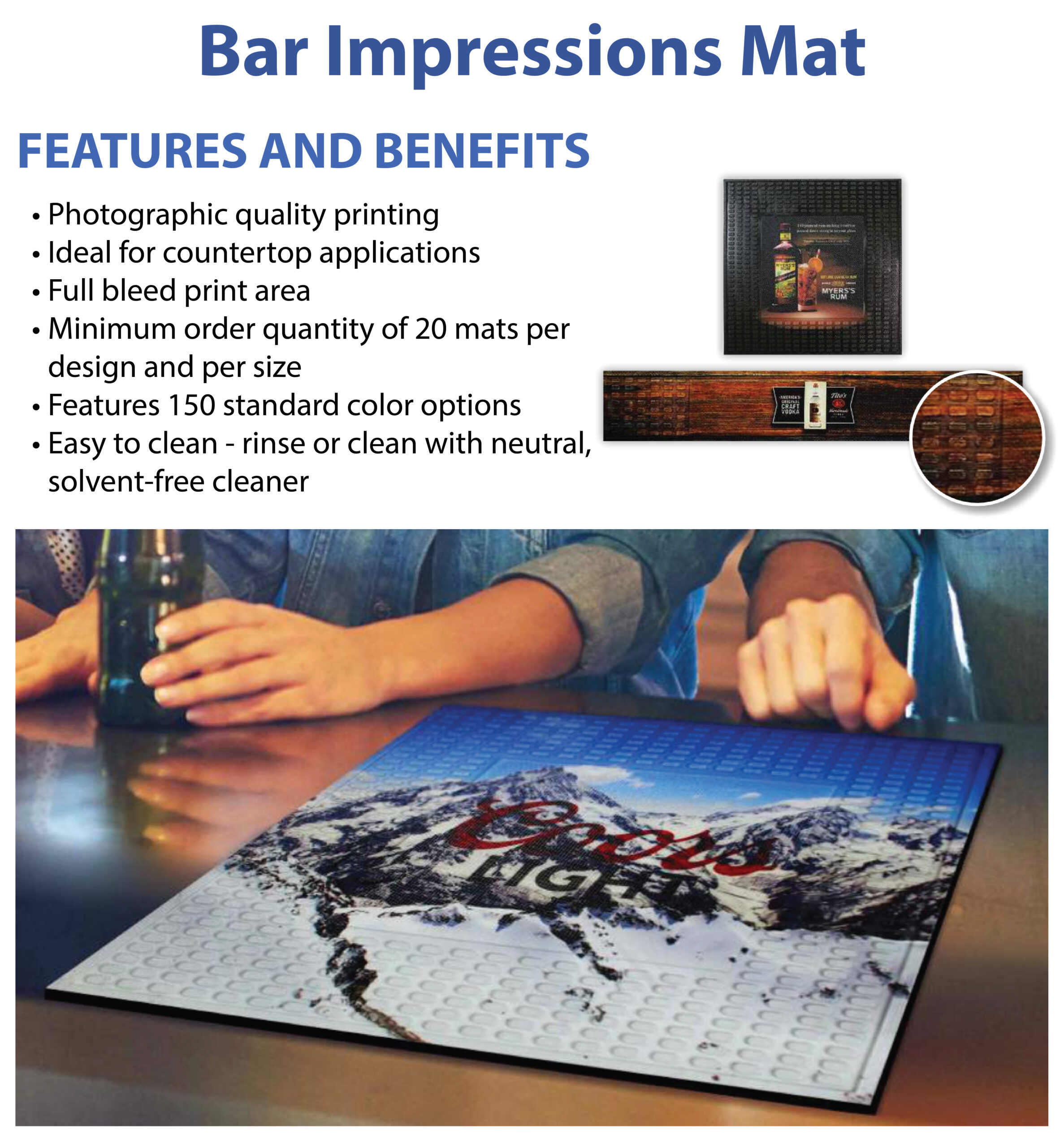 custom digital print bar mats enhance waterproof surfaces with durable mats