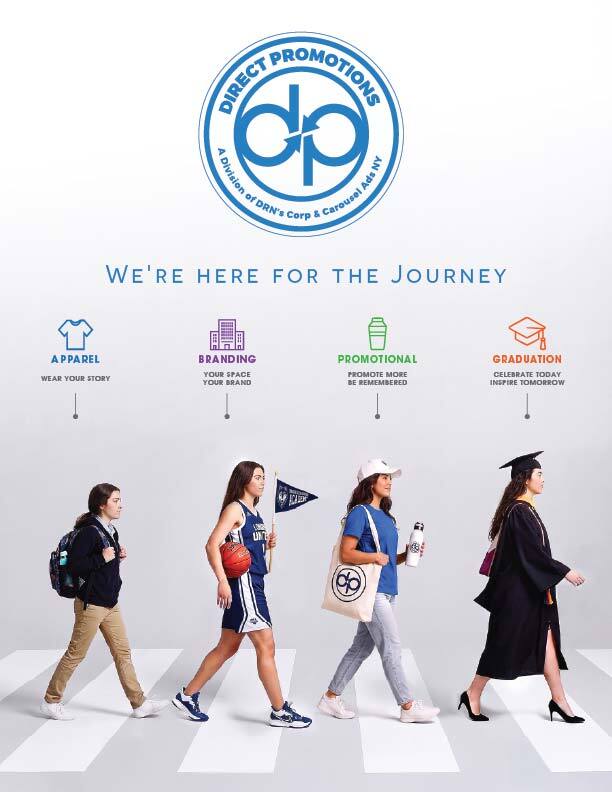 Students moving through the DirectPromos journey: apparel, branding, promotional, graduation